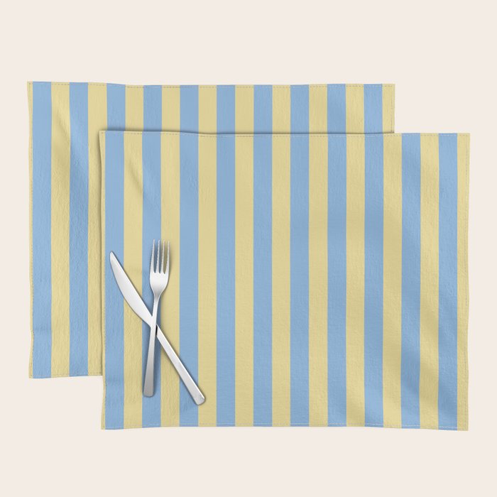 Bold Vertical Stripes Pattern - butter yellow and blue Placemat Gallery Image 1