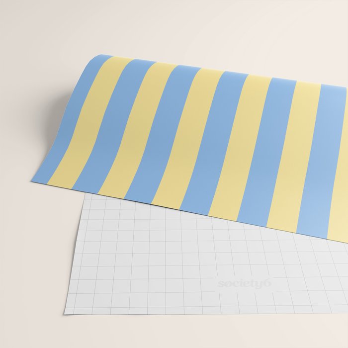 Bold Vertical Stripes Pattern - butter yellow and blue Wrapping Paper Gallery Image 2