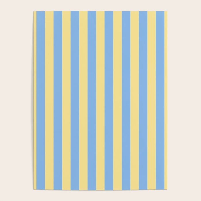 Bold Vertical Stripes Pattern - butter yellow and blue Poster Gallery Image 1