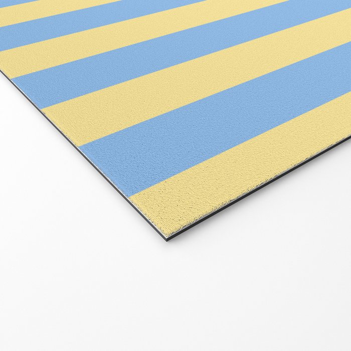 Bold Vertical Stripes Pattern - butter yellow and blue Welcome Mat Gallery Image 2