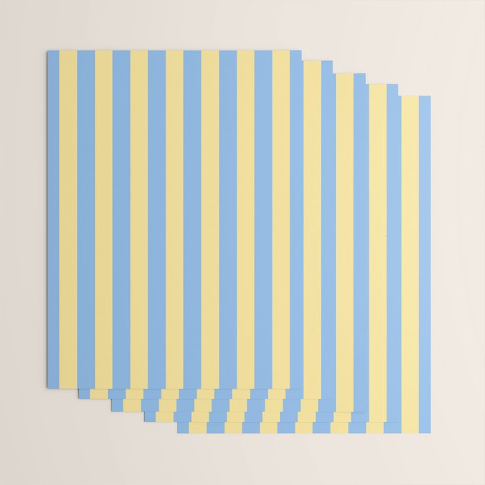 Bold Vertical Stripes Pattern - butter yellow and blue Wrapping Paper Gallery Image 3