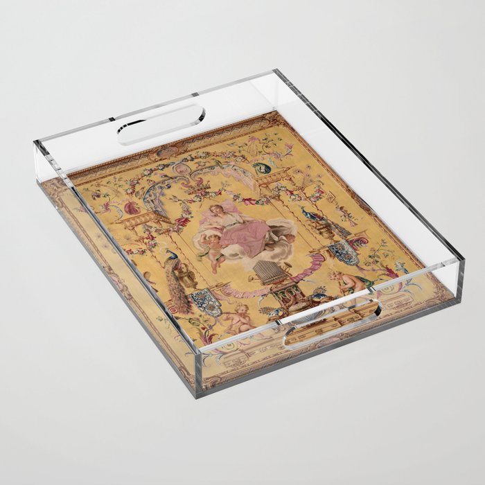 Antique 18th Century 'Portal of the Gods' French Gobelin Tapestry Acrylic Tray Gallery Image 1