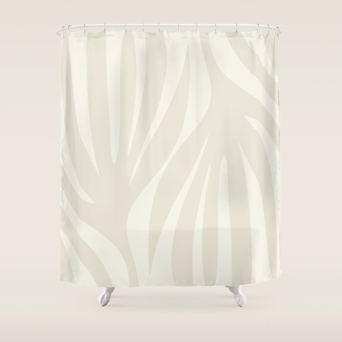 Maldives Abstract Botanical Pattern in Pale Beige Tones Shower Curtain Gallery Image 1
