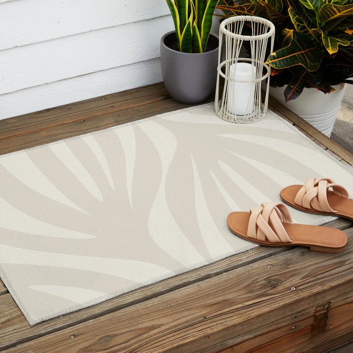 Maldives Abstract Botanical Pattern in Pale Beige Tones Outdoor Rug Gallery Image 2
