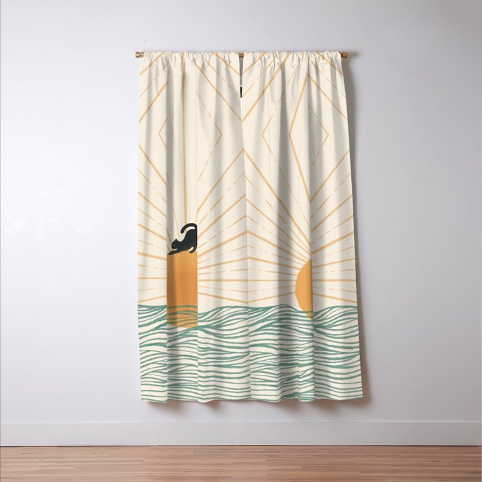 Good Morning Meow 7 Sunny Day Ocean  Window Curtain Gallery Image 3