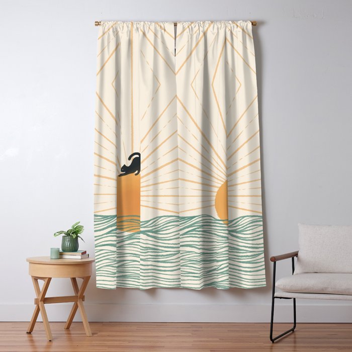 Good Morning Meow 7 Sunny Day Ocean  Window Curtain Gallery Image 5