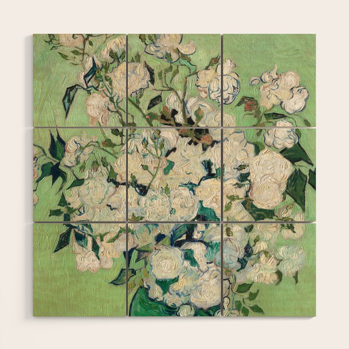 Roses by Vincent van Gogh,1890 Wood Wall Art Gallery Image 1