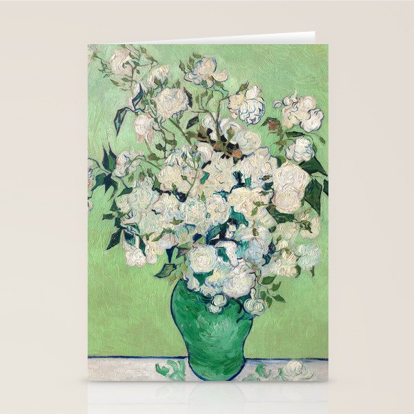 Roses by Vincent van Gogh,1890 Stationery Card Gallery Image 1
