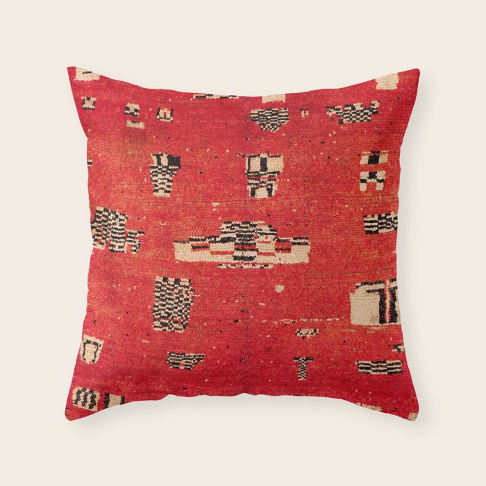 Haouz  Antique Morocco North African Pile Rug Throw Pillow Gallery Image 1