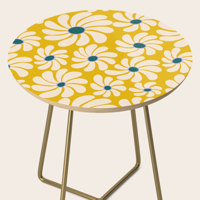 Retro Super Bloom - 70's Vibe - Yellow Side Table Gallery Image 2