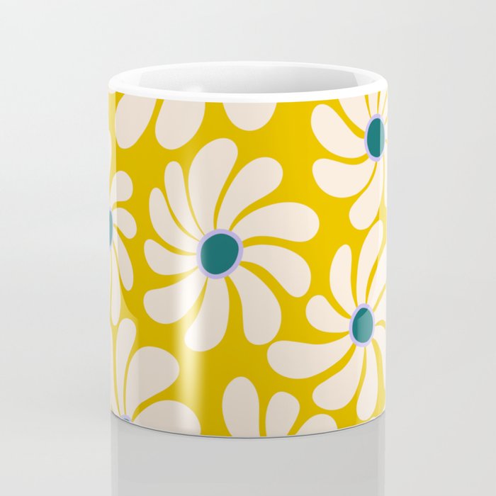 Retro Super Bloom - 70's Vibe - Yellow Coffee Mug Gallery Image 4