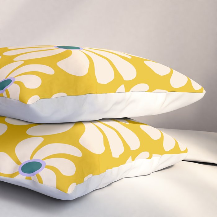 Retro Super Bloom - 70's Vibe - Yellow Pillow Sham Gallery Image 3