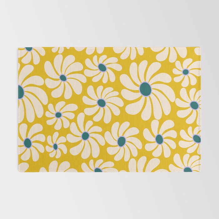 Retro Super Bloom - 70's Vibe - Yellow Rug Gallery Image 2