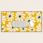 Retro Super Bloom - 70's Vibe - Yellow Desk Mat Gallery Image 1