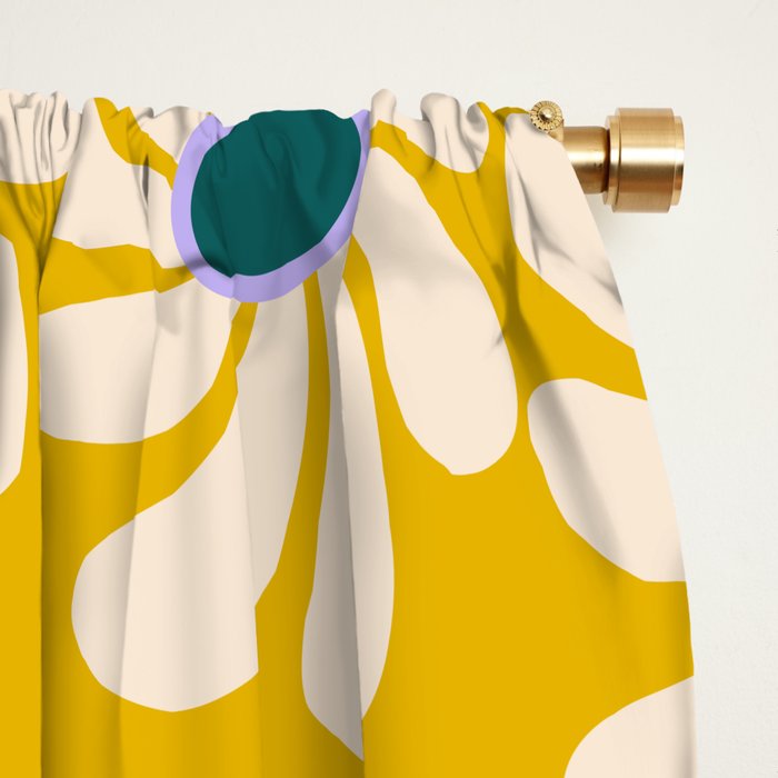 Retro Super Bloom - 70's Vibe - Yellow Window Curtain Gallery Image 2