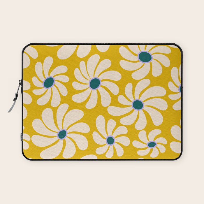 Retro Super Bloom - 70's Vibe - Yellow Laptop Sleeve Gallery Image 1