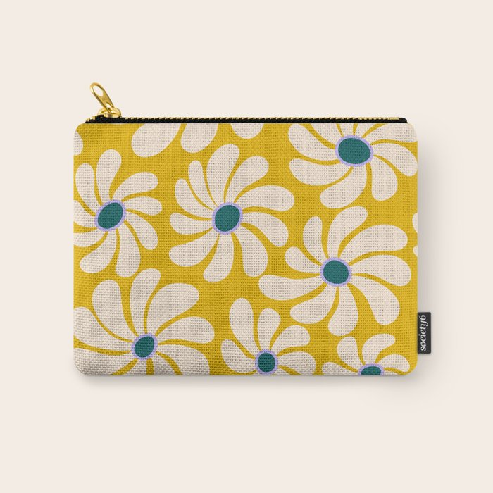 Retro Super Bloom - 70's Vibe - Yellow Carry All Pouch Gallery Image 1