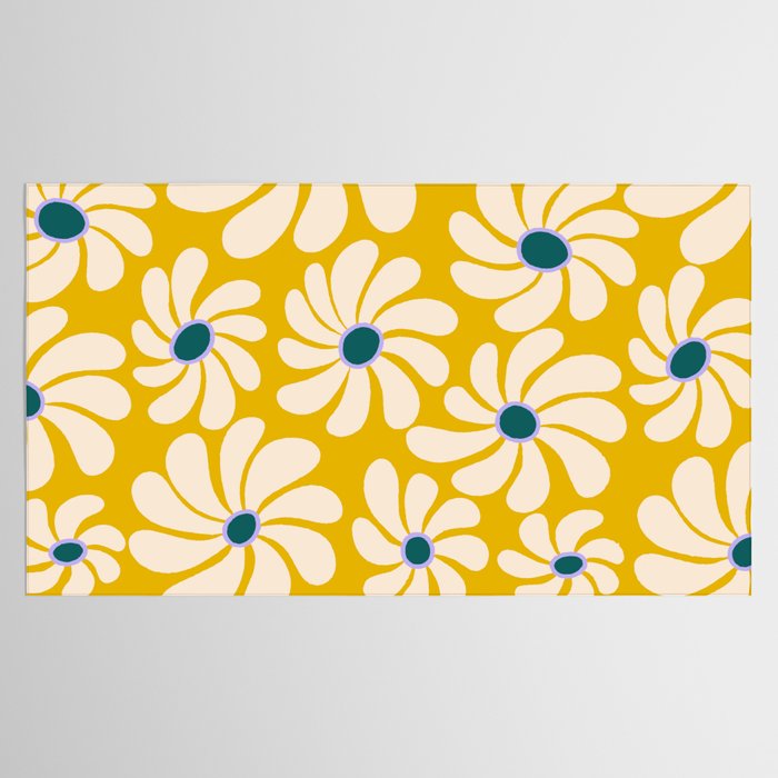 Retro Super Bloom - 70's Vibe - Yellow Tablecloth Gallery Image 2