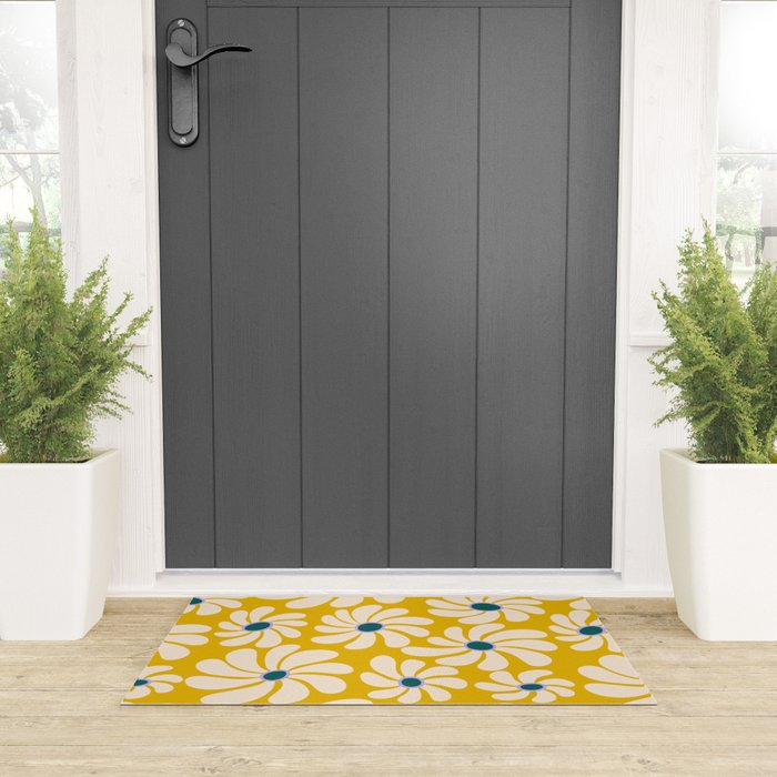 Retro Super Bloom - 70's Vibe - Yellow Welcome Mat Gallery Image 3