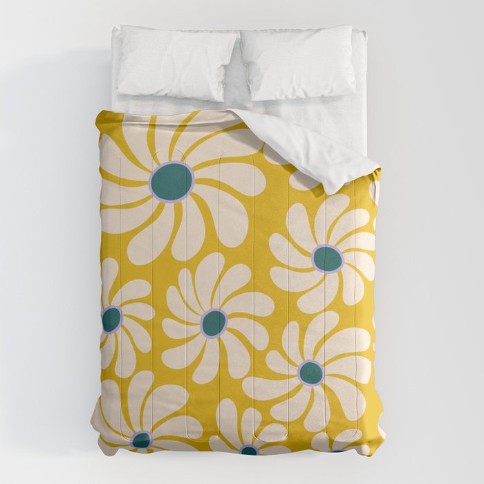 Retro Super Bloom - 70's Vibe - Yellow Comforter Gallery Image 6