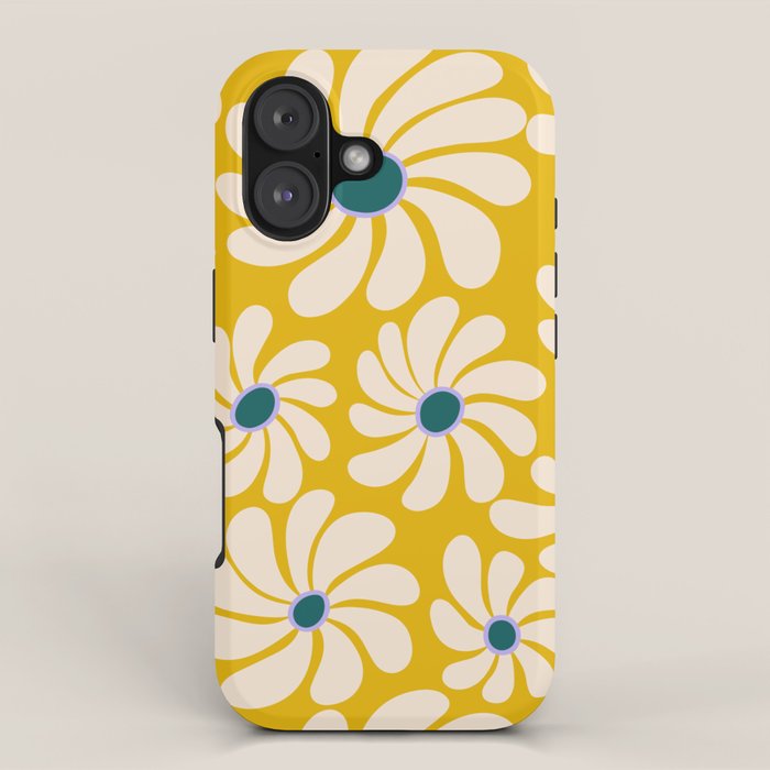Retro Super Bloom - 70's Vibe - Yellow iPhone Case Gallery Image 1