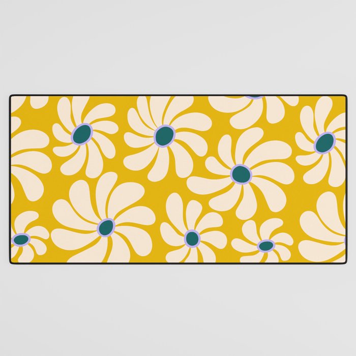 Retro Super Bloom - 70's Vibe - Yellow Desk Mat Gallery Image 3