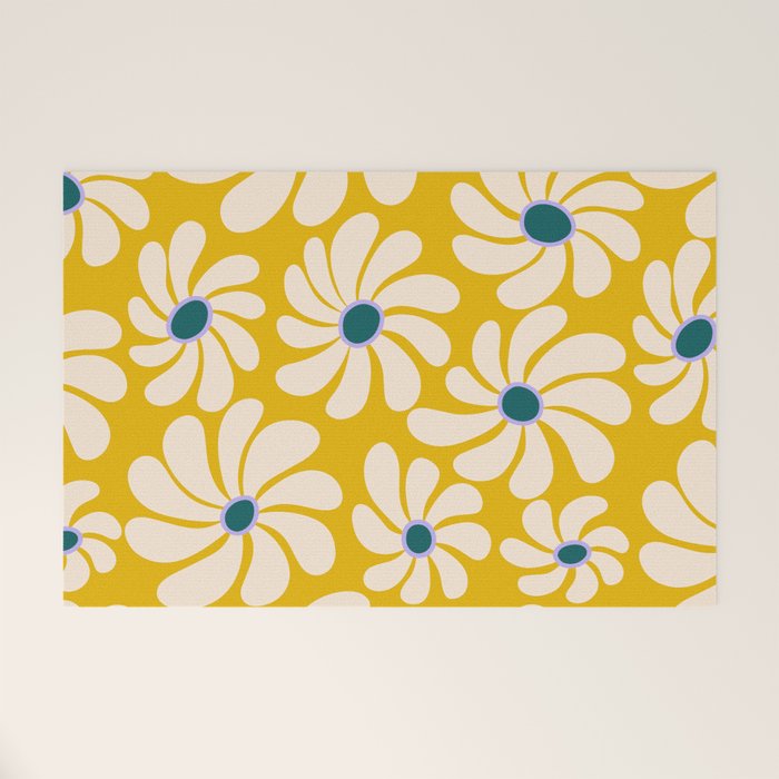 Retro Super Bloom - 70's Vibe - Yellow Welcome Mat Gallery Image 1