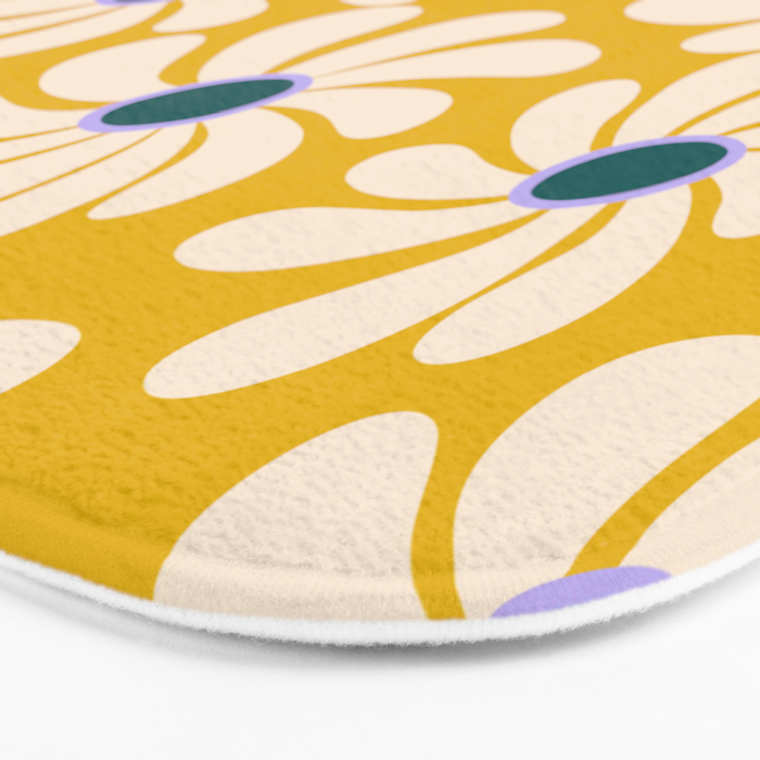 Retro Super Bloom - 70's Vibe - Yellow Bath Mat Gallery Image 3