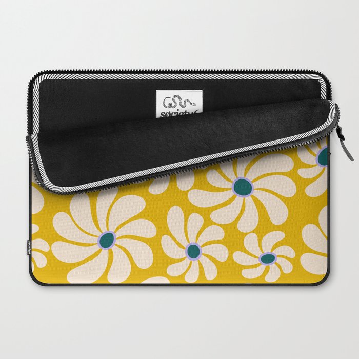 Retro Super Bloom - 70's Vibe - Yellow Laptop Sleeve Gallery Image 2