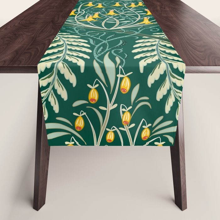 Woodland soil Morris style shining emerald Table Runner Gallery Image 1