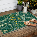 Woodland soil Morris style shining emerald Outdoor Rug Gallery Image 2