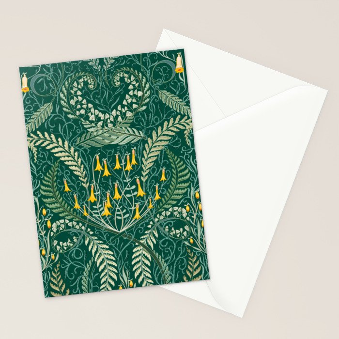 Woodland soil Morris style shining emerald Stationery Card Gallery Image 2