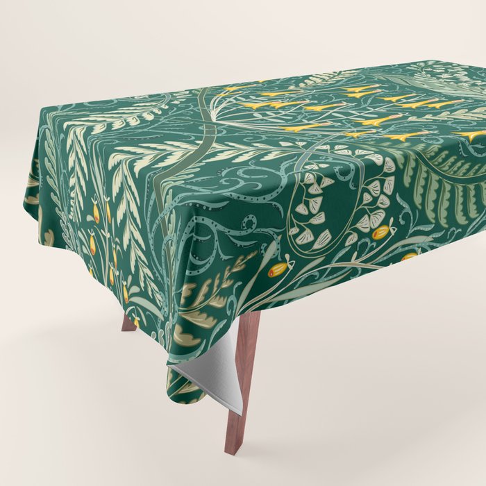 Woodland soil Morris style shining emerald Tablecloth Gallery Image 1
