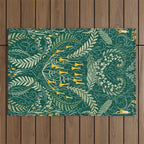 Woodland soil Morris style shining emerald Outdoor Rug Gallery Image 1