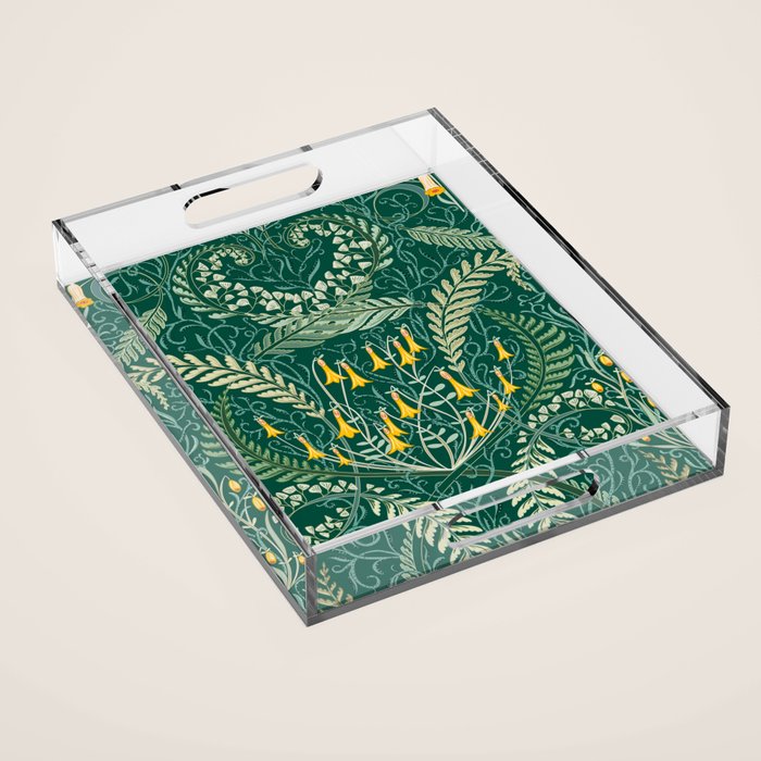 Woodland soil Morris style shining emerald Acrylic Tray Gallery Image 1