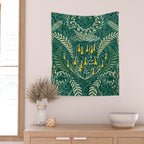 Woodland soil Morris style shining emerald Wall Tapestry Gallery Image 2