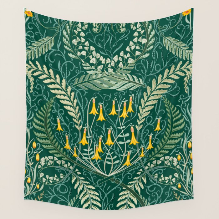 Woodland soil Morris style shining emerald Wall Tapestry Gallery Image 4