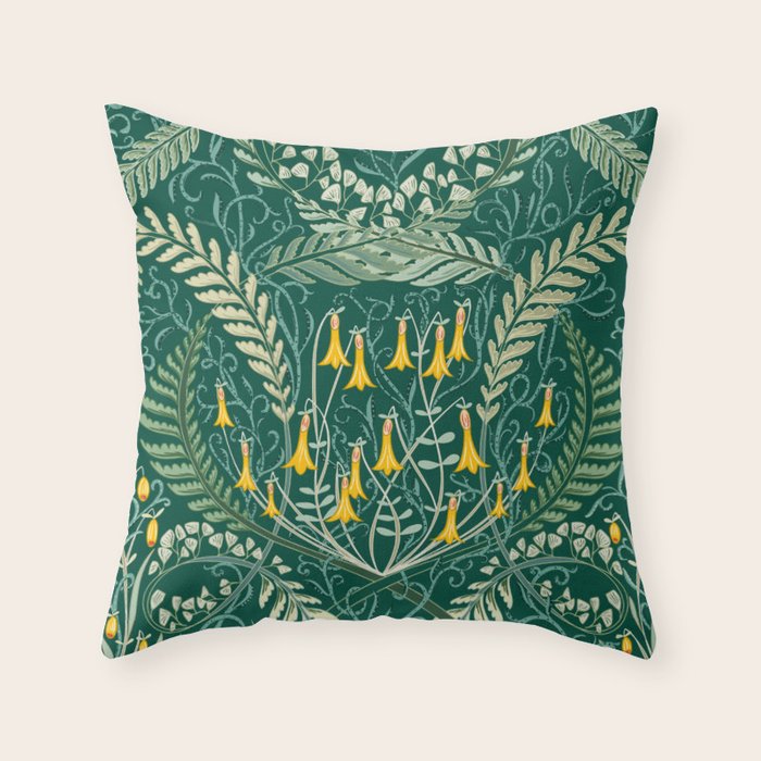Woodland soil Morris style shining emerald Throw Pillow Gallery Image 6