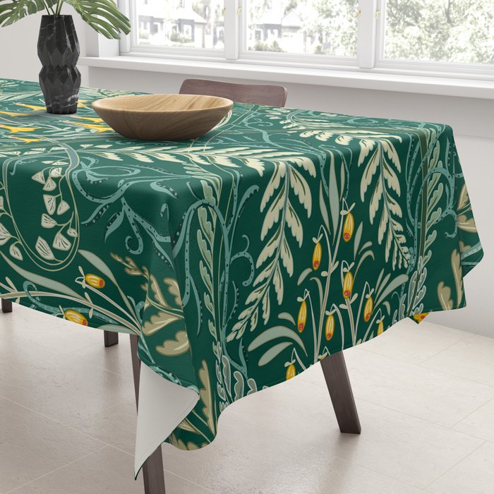 Woodland soil Morris style shining emerald Tablecloth Gallery Image 3