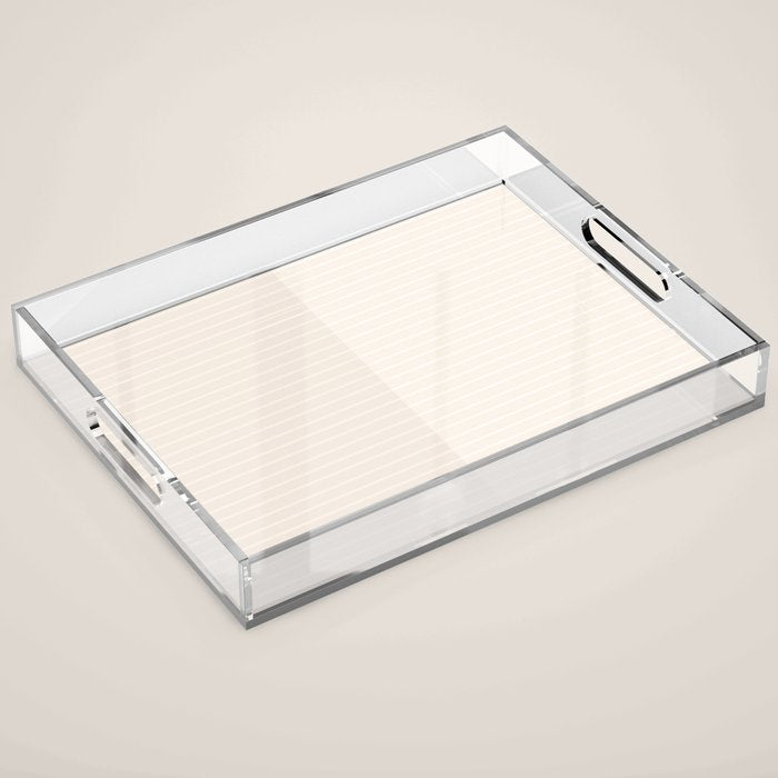 Color Block Lines IX Subtle Off White Acrylic Tray Gallery Image 1