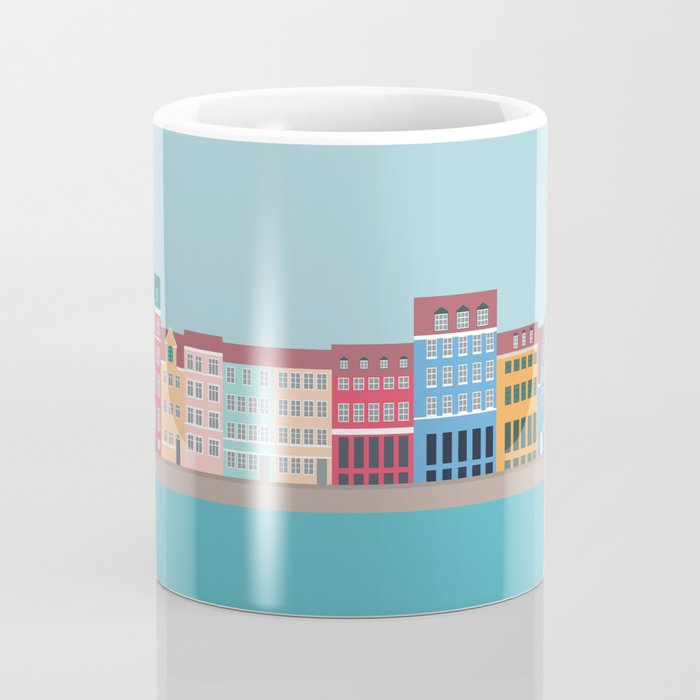 Denmark, Nyhavn, Copenhagen Travel Poster Coffee Mug Gallery Image 4