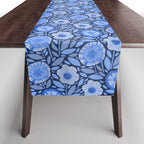 Folk Floral Blossoms in Midnight Blue Table Runner Gallery Image 1