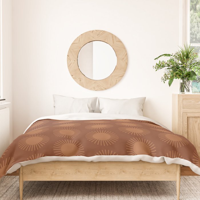 Boho Summer Sun Pattern IX Burnt Red and Orange Duvet Cover Gallery Image 3