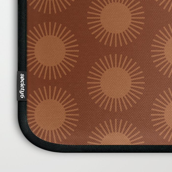 Boho Summer Sun Pattern IX Burnt Red and Orange Laptop Sleeve Gallery Image 3
