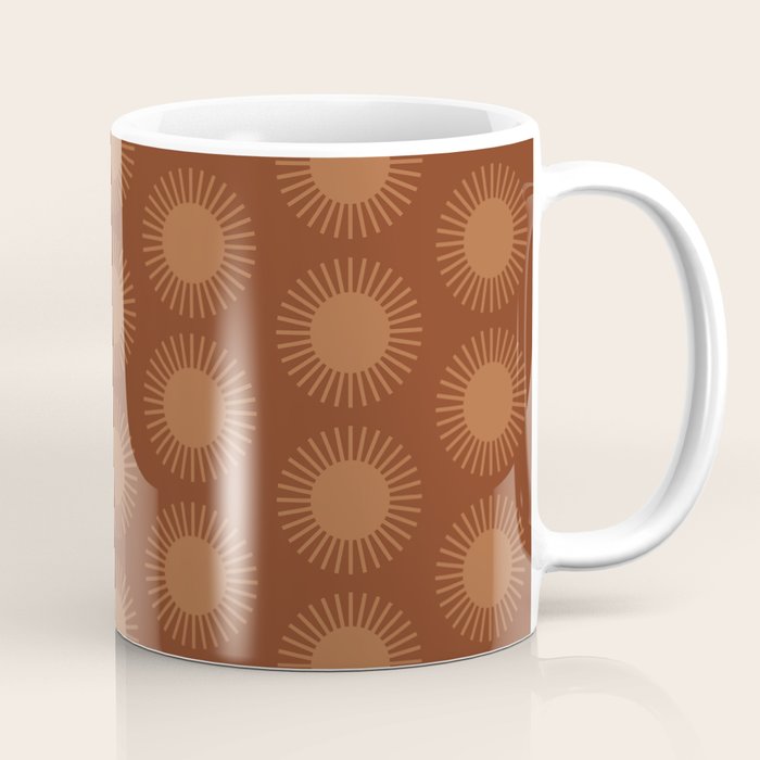 Boho Summer Sun Pattern IX Burnt Red and Orange Coffee Mug Gallery Image 1