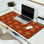Boho Summer Sun Pattern IX Burnt Red and Orange Desk Mat Gallery Image 2