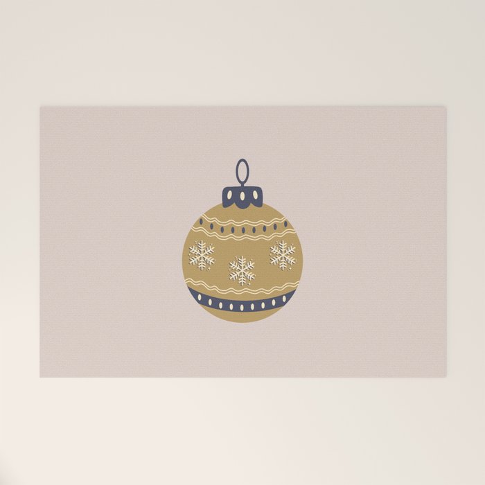 Christmas Bauble Gold And Blue Welcome Mat Gallery Image 1