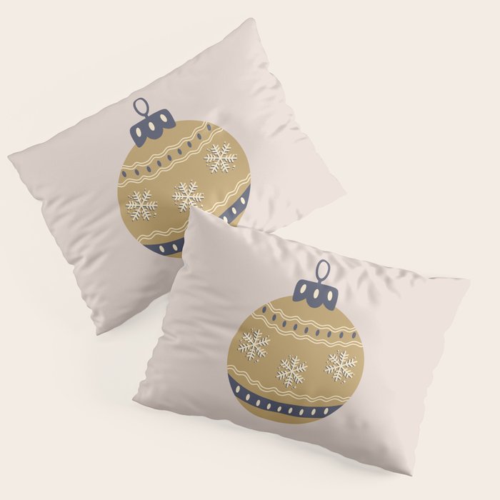 Christmas Bauble Gold And Blue Pillow Sham Gallery Image 3