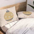 Christmas Bauble Gold And Blue Pillow Sham Gallery Image 2