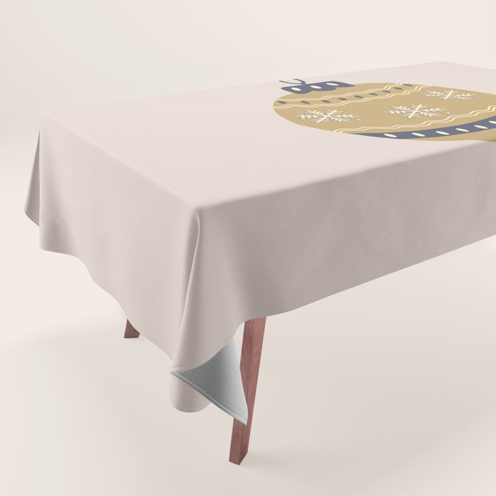 Christmas Bauble Gold And Blue Tablecloth Gallery Image 1
